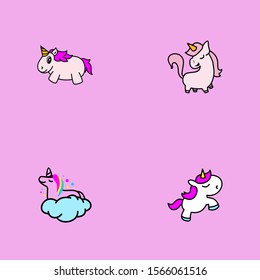 Cute Unicorn Logo Design Vector for Kids and Baby Shop in Cartoon