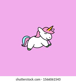 Cute Unicorn Logo Design Vector for Kids and Baby Shop in Cartoon