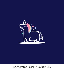 Cute Unicorn Logo Design Vector for Kids and Baby Shop in Cartoon