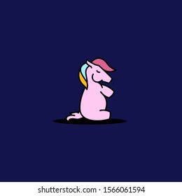 Cute Unicorn Logo Design Vector for Kids and Baby Shop in Cartoon