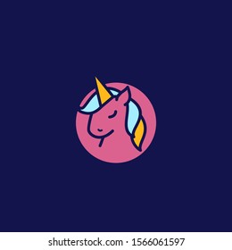 Cute Unicorn Logo Design Vector for Kids and Baby Shop in Cartoon