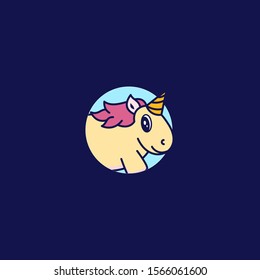 Cute Unicorn Logo Design Vector for Kids and Baby Shop in Cartoon