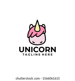 Cute Unicorn Logo Design Vector for Kids and Baby Shop in Cartoon