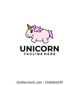 Cute Unicorn Logo Design Vector for Kids and Baby Shop in Cartoon