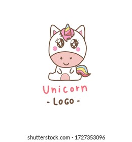 dibujo de mano del logo de unicornio lindo para tienda de niños
