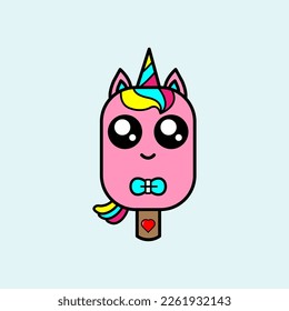 Cute Unicorn Lollilop Cartoon. vector illustration