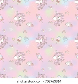 Cute Unicorn Lollipop Floral Seamless Pattern Stock Vector (Royalty ...