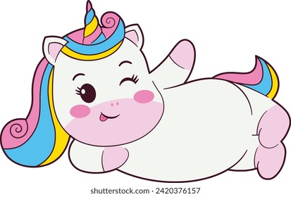 Cute Unicorn Lying Down Illustration