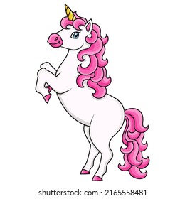 Cute unicorn. Magic fairy horse. Cartoon character. Colorful vector illustration. Isolated on white background. Design element. Template for your design, books, stickers, cards, posters, clothes.