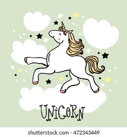 Cute unicorn. Magic and fairy tale collection. Beautiful illustration with unicorn