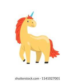 Cute unicorn, magic fantasy animal character cartoon vector Illustration on a white background