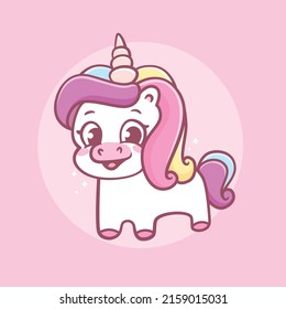 Cute Unicorn Magical Animals Mascot Character Stock Vector (Royalty ...