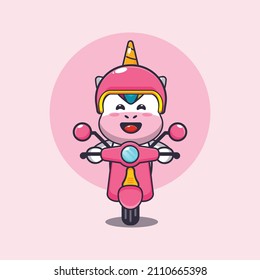 cute unicorn mascot cartoon character ride on scooter