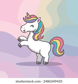 A cute unicorn mascot style logo design vector with modern illustration concept style for badge, emblem and tshirt printing