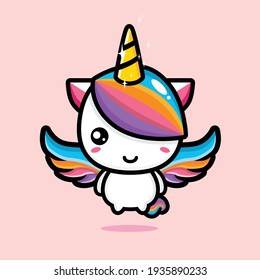 Cute Unicorn Mascot Vector Design