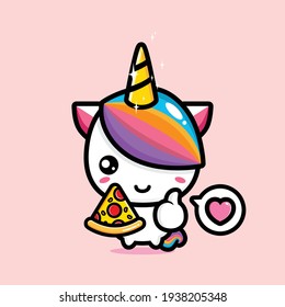 diseño vectorial de mascota unicornio lindo
