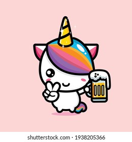 cute unicorn mascot vector design