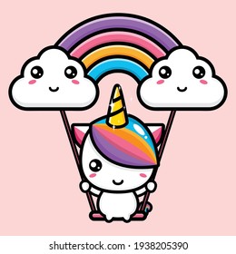 cute unicorn mascot vector design