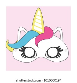 cute unicorn mask cut out perfect stock vector royalty free 1010300194