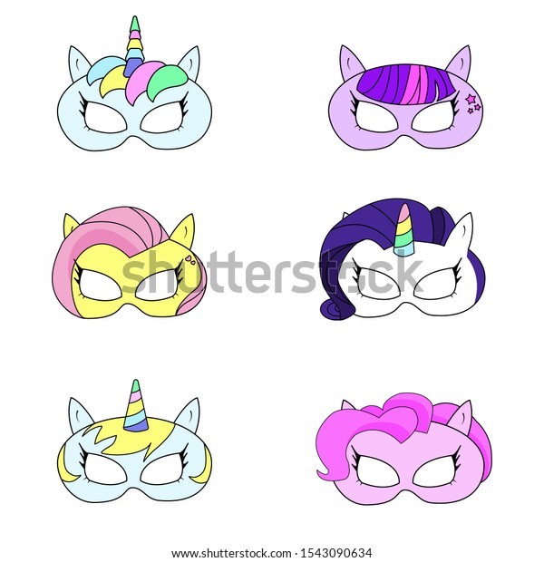 cute unicorn mask various festival cut stock vector royalty free 1543090634 shutterstock