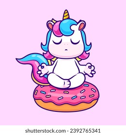 Cute Unicorn Meditation Yoga On Donut Cartoon Vector Icon
Illustration. Animal Sport Icon Concept Isolated Premium
Vector. Flat Cartoon Style