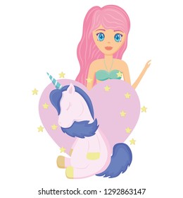 Cute unicorn and mermaid design