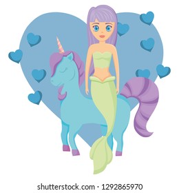 Cute unicorn and mermaid design