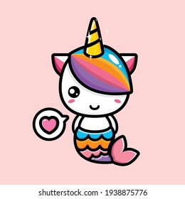 cute unicorn mermaid mascot design