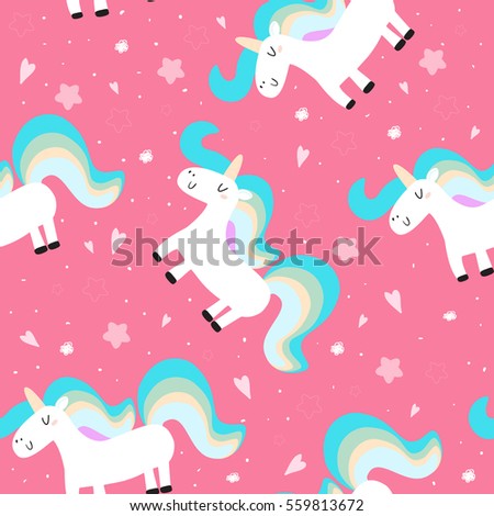 Vetor stock de Cute Unicorn On Pink Background Vector (livre de