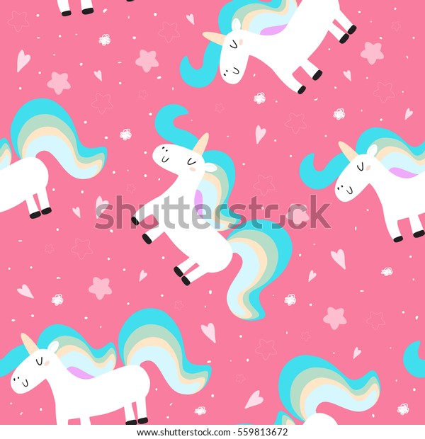 Cute Unicorn On Pink Background Vector Stock Vector (Royalty Free ...