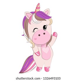 Cute unicorn on white background
