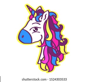 Cute unicorn on a white background. Vector illustration.