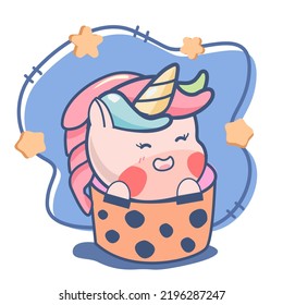 Cute unicorn on a white background. Vector cartoon. Draw illustration character design. Cartoon suitable for, print, sublimation, shirt, postcard, printable, stationery ,kids product ,poster ,etc.
