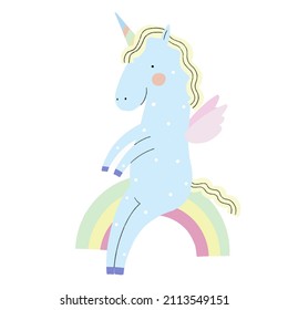 Cute Einhorn auf weißem, isoliertem Hintergrund