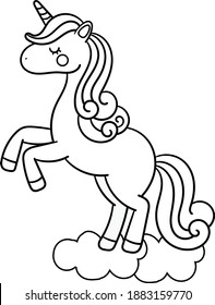 Dibujo gráfico vectorial de esquema de unicornio y ilustración