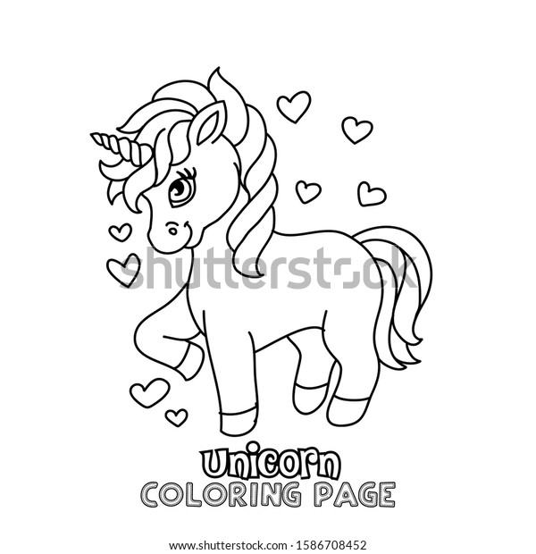 Cute Unicorn Outline Drawing Coloring Book Stock Vector Royalty