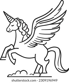 Cute Unicorn. Outline vector for coloring page.