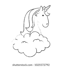 cute unicorn over cloud fantasy sticker