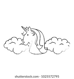 cute unicorn over cloud fantasy sticker