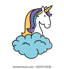cute unicorn over cloud fantasy sticker