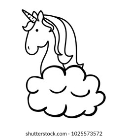 cute unicorn over cloud fantasy sticker