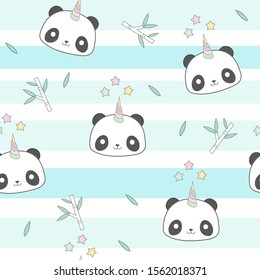 Cute unicorn panda bear seamless pattern.
