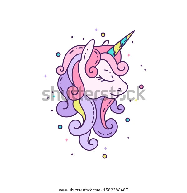 Cute Unicorn Pastel Colors Stock Vector (Royalty Free) 1582386487