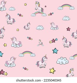 Cute unicorn pastel colors seamless pattern Vector