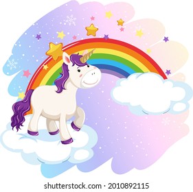 Cute Unicorn Pastel Sky Rainbow Illustration Stock Vector (Royalty Free ...