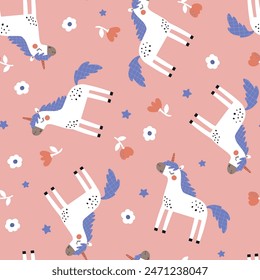 cute unicorn pattern for baby fashion as vector