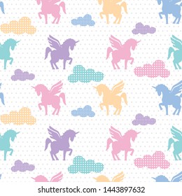 cute unicorn pattern with colorful cloud shape