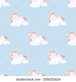 Cute unicorn pattern magic baby vector. Fantasy animal lovely horn head illustration sweet horse dream cartoon rainbow. Beautiful funny pony texture happy graphic pink color fairy fairytale children