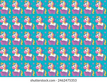 Cute unicorn pattern, for prints and backgrounds, children's and teen theme