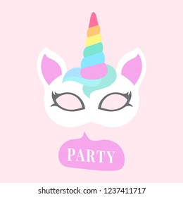 Cute unicorn photo booth party props vector